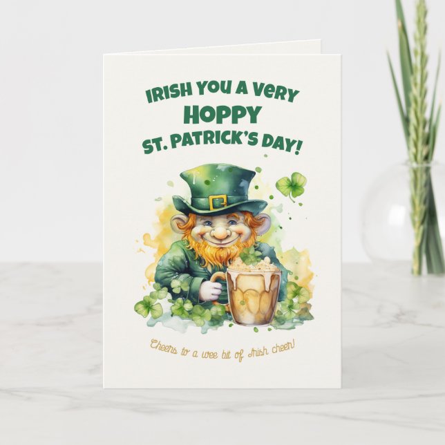 Carte drôle de la Saint-Patrick avec lutin (Devant)