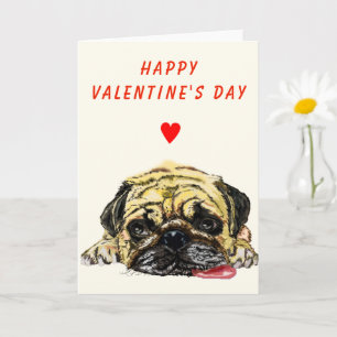 Carte drôle de la Saint-Valentin avec chien Pug