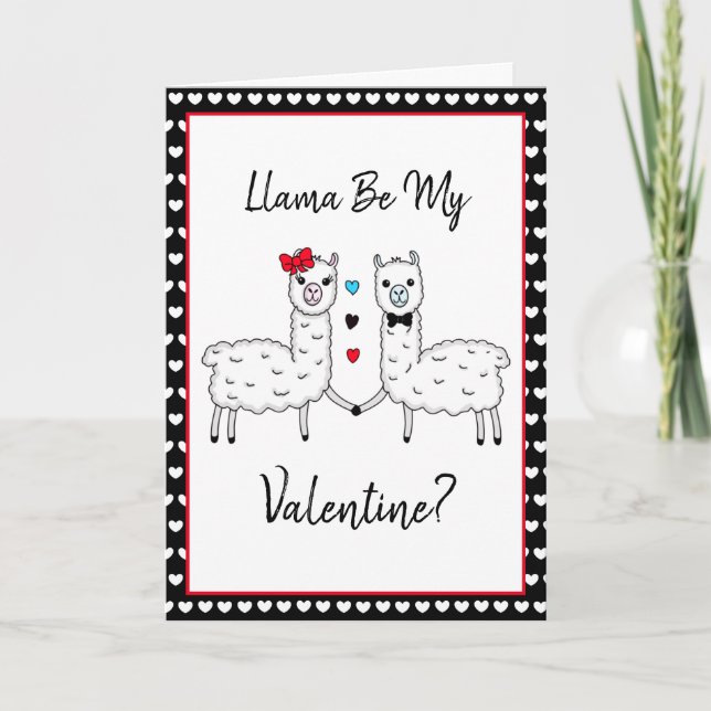 Carte Drôle de lama mignon pun de la Saint-Valentin  (Devant)