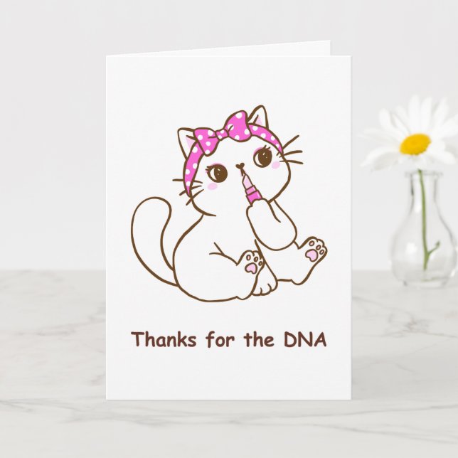 Carte drôle de maman merci pour l'ADN chat mignon (Petite plante)