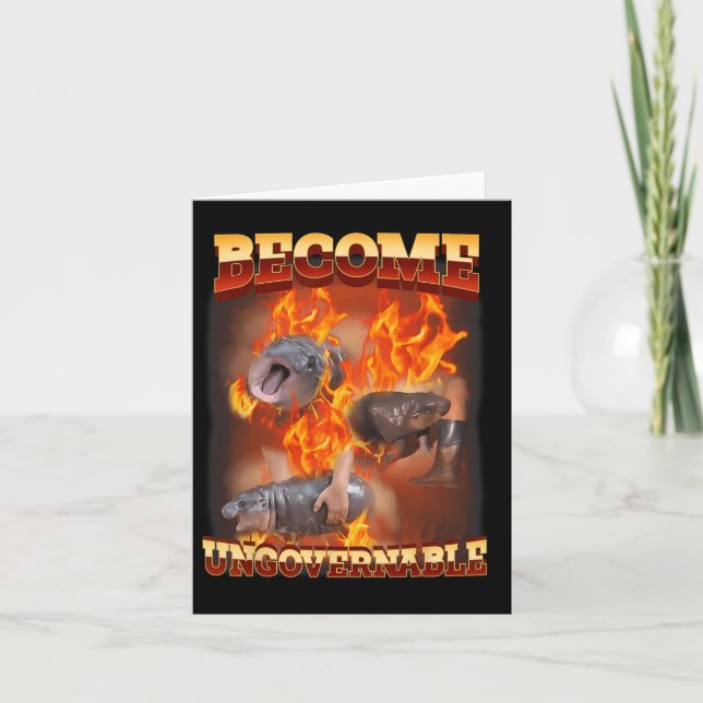 Carte Drôle De Moo Deng Ingouvernable Dans Fire Ba  (Devant)