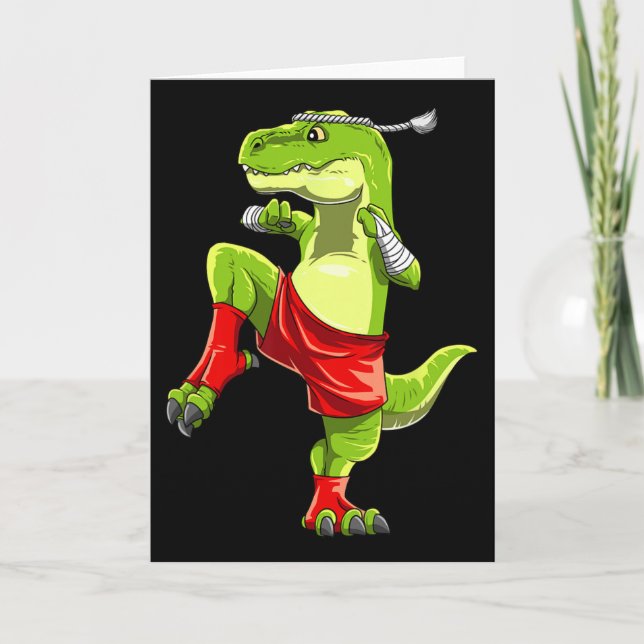 Carte Drôle de Muay Thai T-rex - Boxe Thaïlandaise  (Devant)