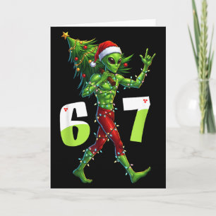 Carte Drôle de Noël Alien Six Seven Mème 67 Chapeau de P