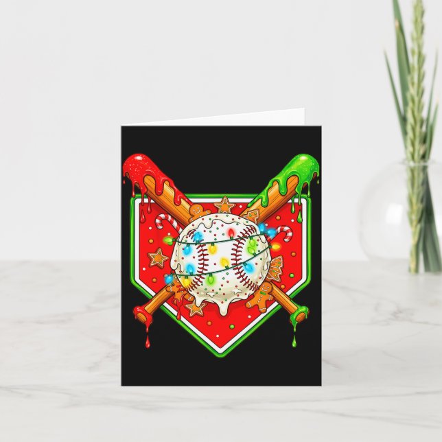 Carte Drôle de Noël Baseball Crème Glacée Drip Hommes Fe (Devant)