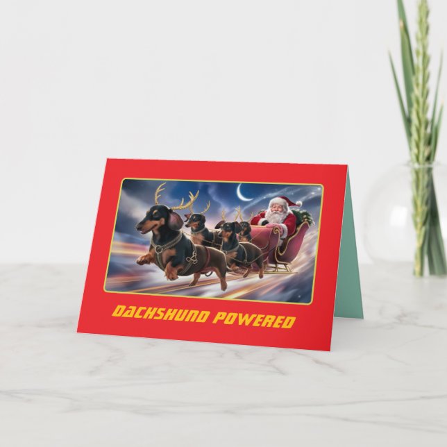 Carte Drôle de Noël de Dachshund de vacances (Devant)