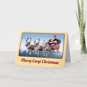 Carte Drôle de Noël Welsh Corgi 