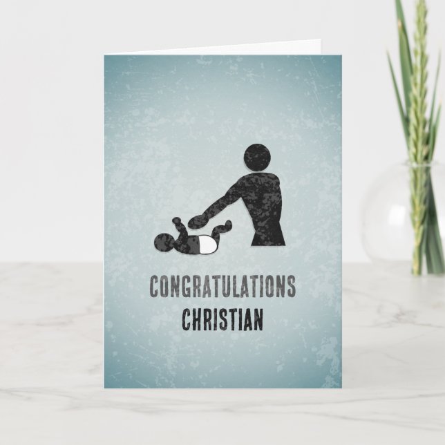 Carte Drôle de nouveau papa - Changement de bébé Paterni (Devant)