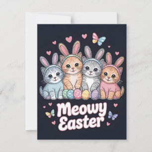 Carte drôle de Pâques avec des chats et un œuf de