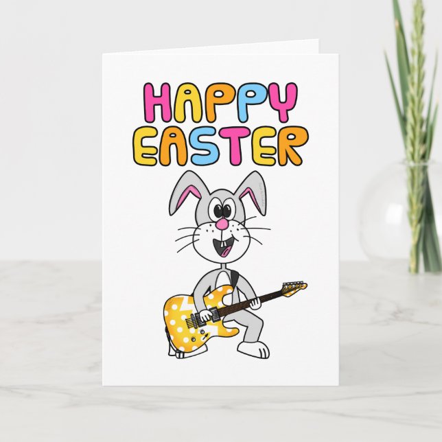 Carte drôle de Pâques avec un lapin de Pâques joua (Devant)