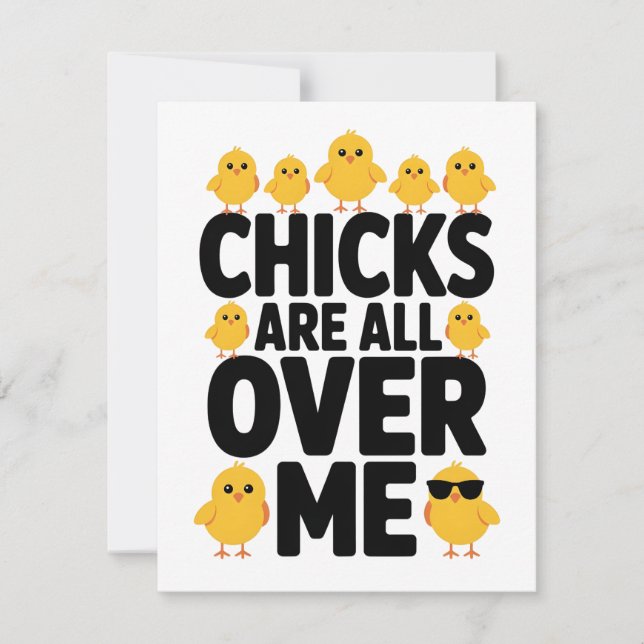 Carte drôle de Pâques Les poussins me couvrent com (Devant)