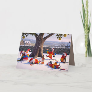 Carte Drôle de perroquet ivre Noël 