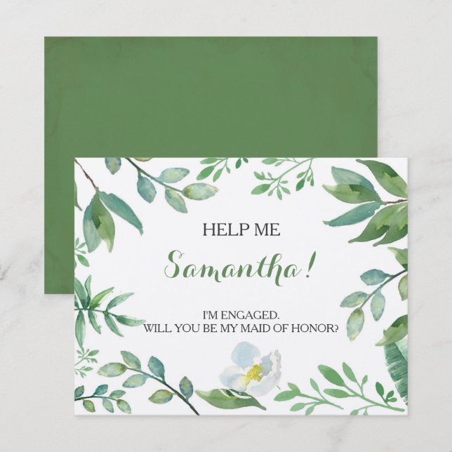 Carte drôle de PROPOSITION de DAME DE HONNEUR, (Devant / Derrière)