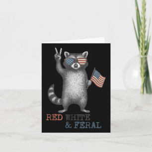 Carte Drôle de Raton Laveur 4 Juillet Patriotique Mignon
