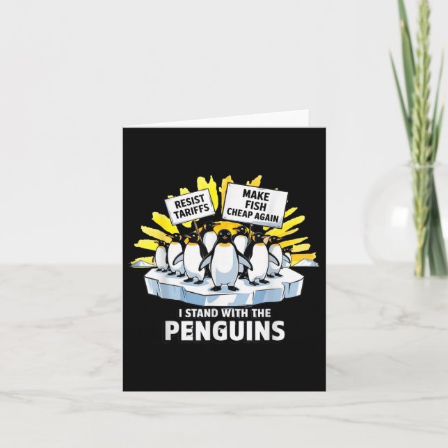 Carte Drôle de résister aux pingouins protestation contr (Devant)
