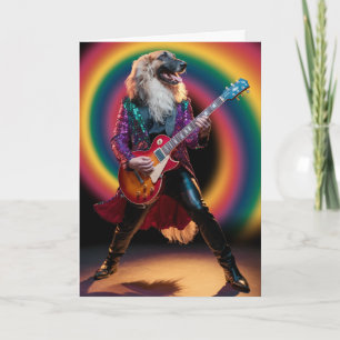 Carte drôle de Rock Star avec un Lévrier Afghan