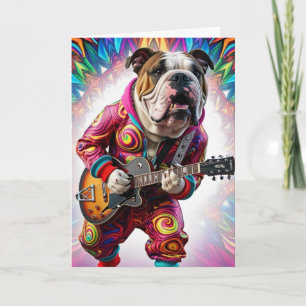 Carte drôle de Rock Star Bouledogue