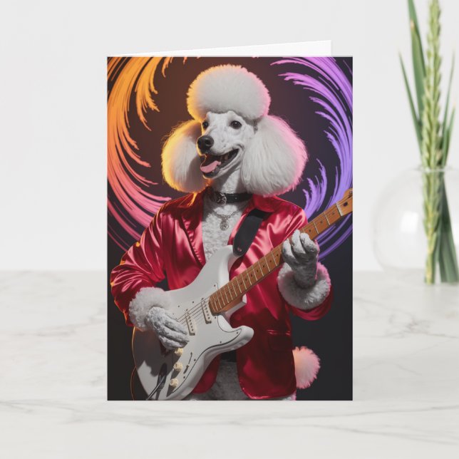 Carte drôle de Rock Star Caniche (Devant)