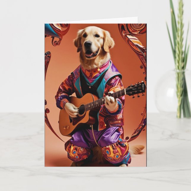 Carte drôle de Rock Star Golden Retriever (Devant)