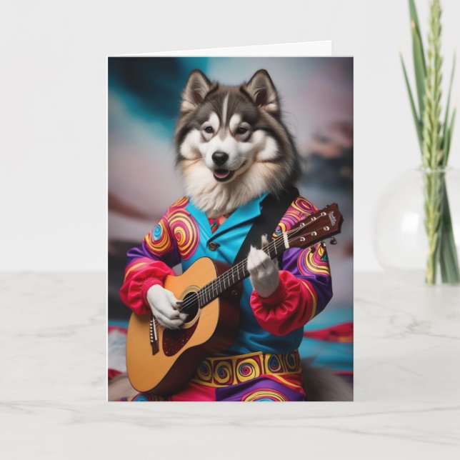 Carte drôle de Rock Star Malamute (Devant)