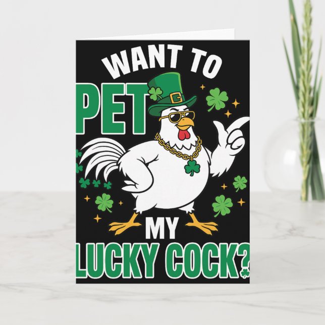 Carte Drôle de Saint-Patrick Chicken Veut Caresser Ma Ch (Devant)