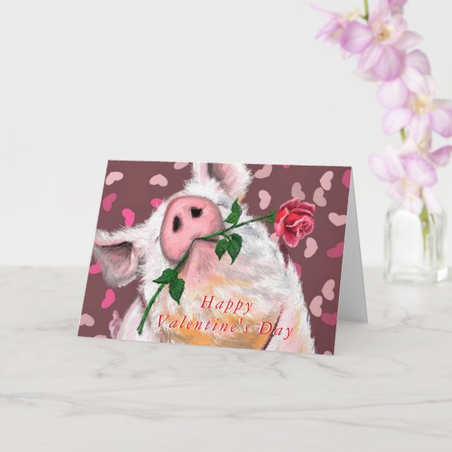 Carte drôle de Saint-Valentin Gentleman Cochon ave (Orchidée)