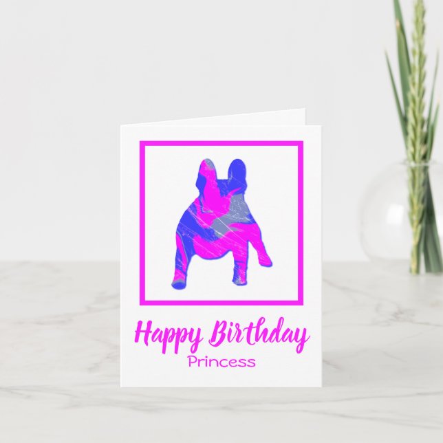 Carte drôle de silhouette de chien Bouledogue Fran (Devant)