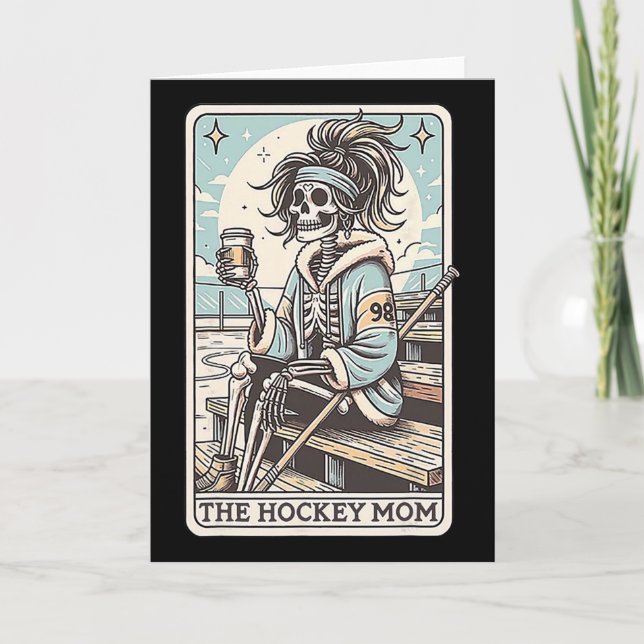 Carte drôle de squelette de mère de hockey  (Devant)