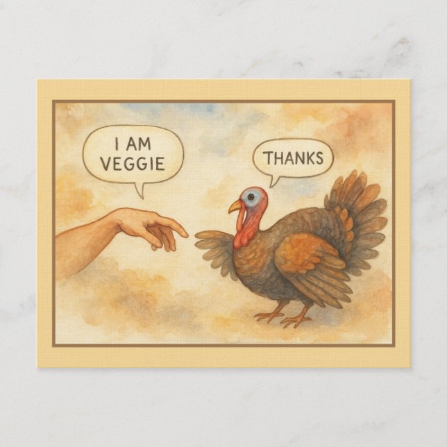 Carte drôle de Thanksgiving « Je suis végétalien » (Devant)