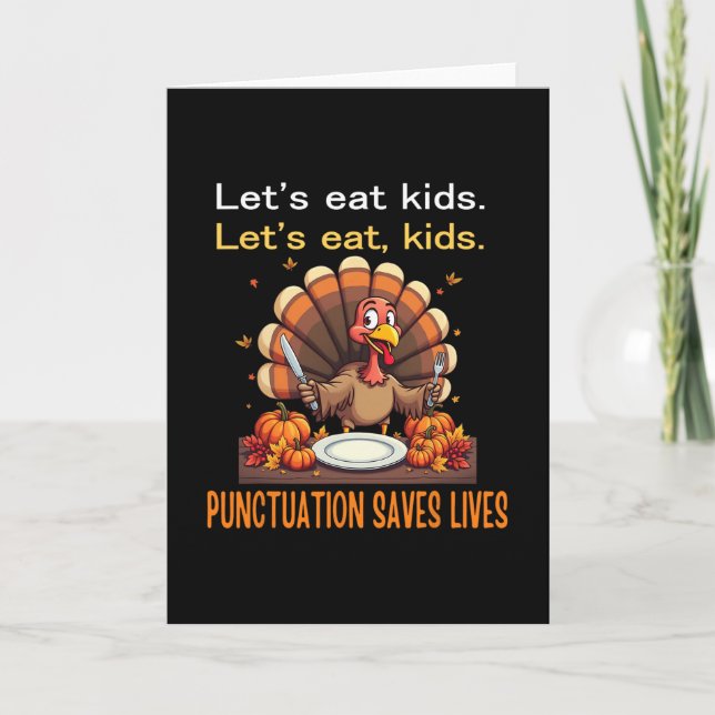 Carte Drôle de Thanksgiving Professeur Dinde Allons Mang (Devant)