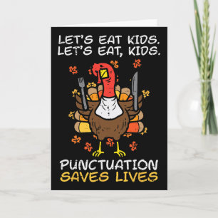 Carte Drôle de Thanksgiving Professeur Dinde Mangeons En