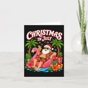Carte Drôle de vacances d'été Santa Flamant Summer Xmas