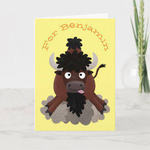 Carte Drôle dessin animé de bison de buffle