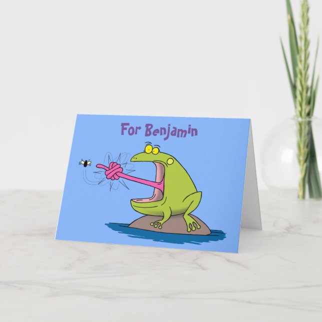 Carte Drôle dessin animé de grenouille et mouche (Devant)
