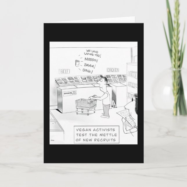 Carte Drôle dessin animé pour les activistes et les végé (Devant)