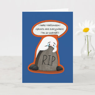 Carte Drôle d'Halloween pour introvertis fantôme effrayé