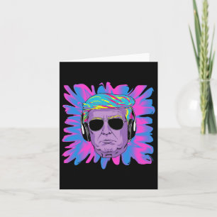 Carte Drôle Dj Trump Lunettes Casque Parodie Nouvel An