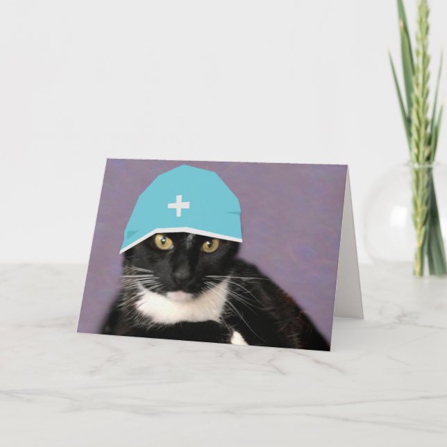 Carte Drôle Docteur Chat Surgeon Se Bien (Devant)