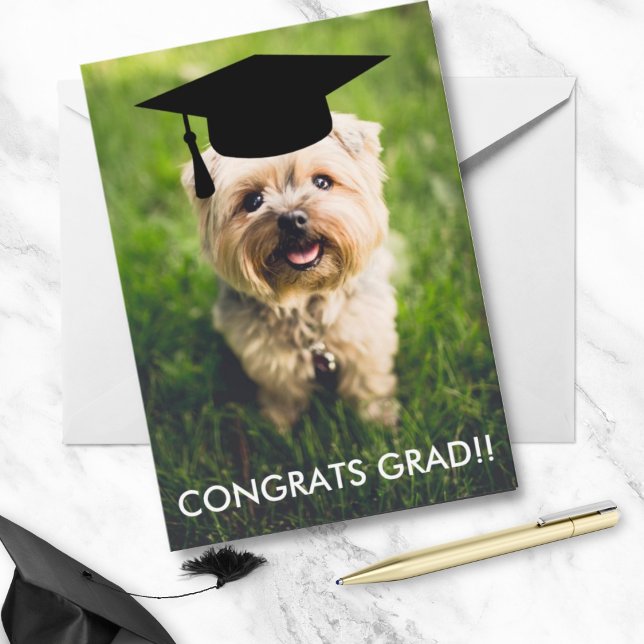 Carte Drôle Dog Photo Graduation Card, Custom Dog Photo (Créateur téléchargé)