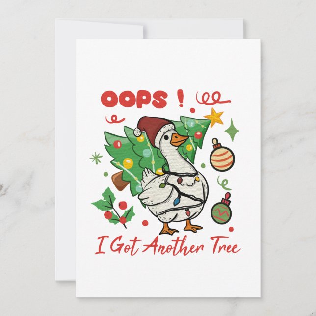 Carte drôle d'oie de Noël – Oups (Devant)