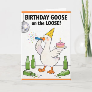 Carte drôle d'oie Joyeux Anniversaire Oie déchaîné