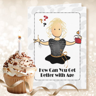Carte Drôle Doux 60e Anniversaire Femme Cartoon Moderne