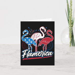Carte Drôle drôle de Flamant rose 4 juillet drapeau patr