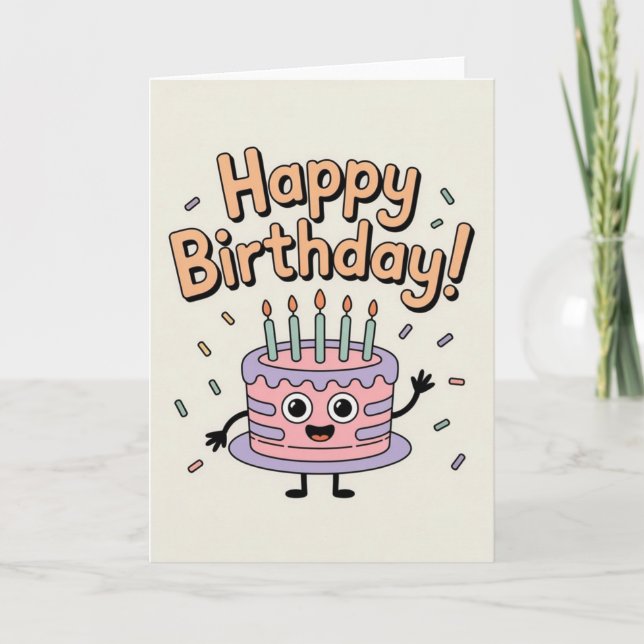 Carte drôle et mignonne pour gâteau d'anniversaire (Devant)