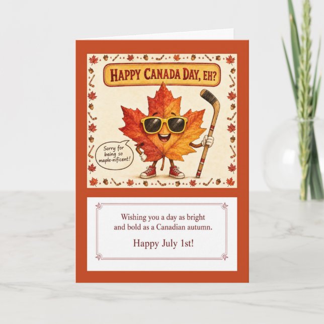 Carte drôle et mignonne pour la fête du Canada le  (Devant)