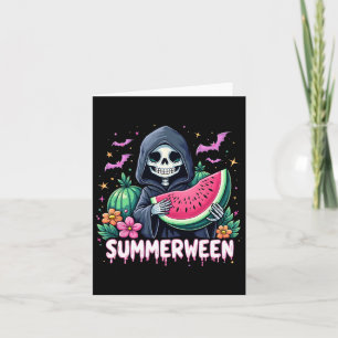Carte Drôle été Skeleton Watermelon Halloween Art