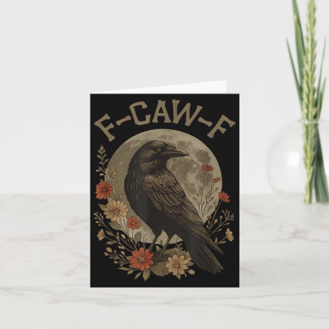 Carte Drôle F Caw F Corbeau Oiseau Citation Graphique F- (Devant)