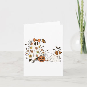 Carte Drôle Fantôme Floral Marcher Chien Halloween Chien