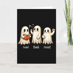 Carte Drôle Fantôme Halloween Lire Penser Résister Anti-