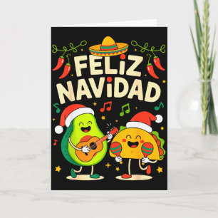 Carte Drôle Feliz Navidad Avocat Tacos Noël Mexicain