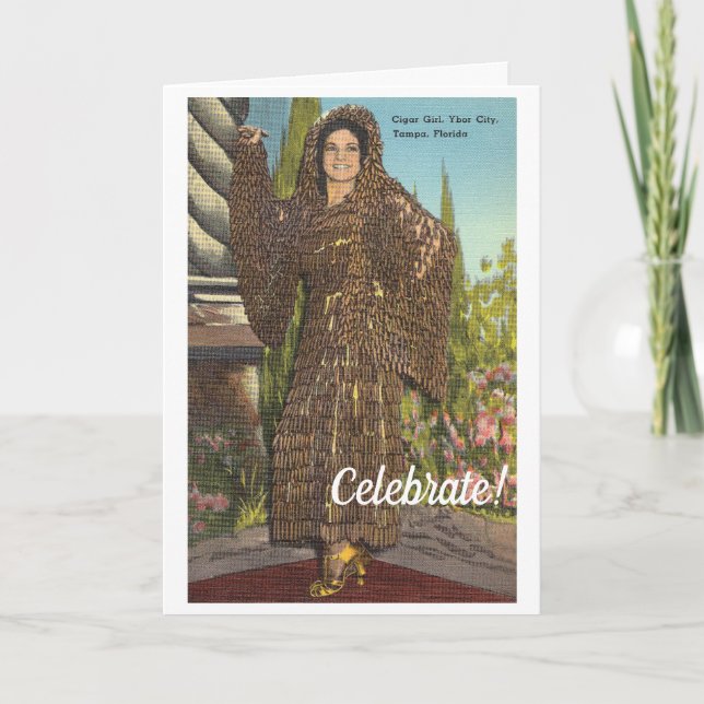Carte Drôle femme vintage en robe de cigares (Devant)